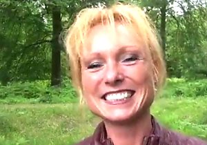 Submissive older lady gets ripped apart outdoors