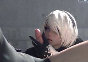 2B from Nier getting fucked savagely in this vid